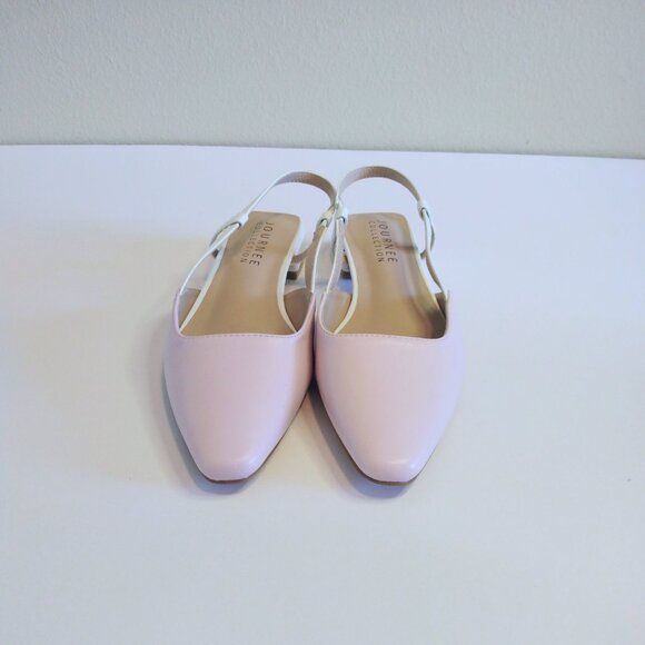 Journey Collection Women's Paislee Sling Back Block Heel Square Toe Flats Size 8 - Picture 2 of 6
